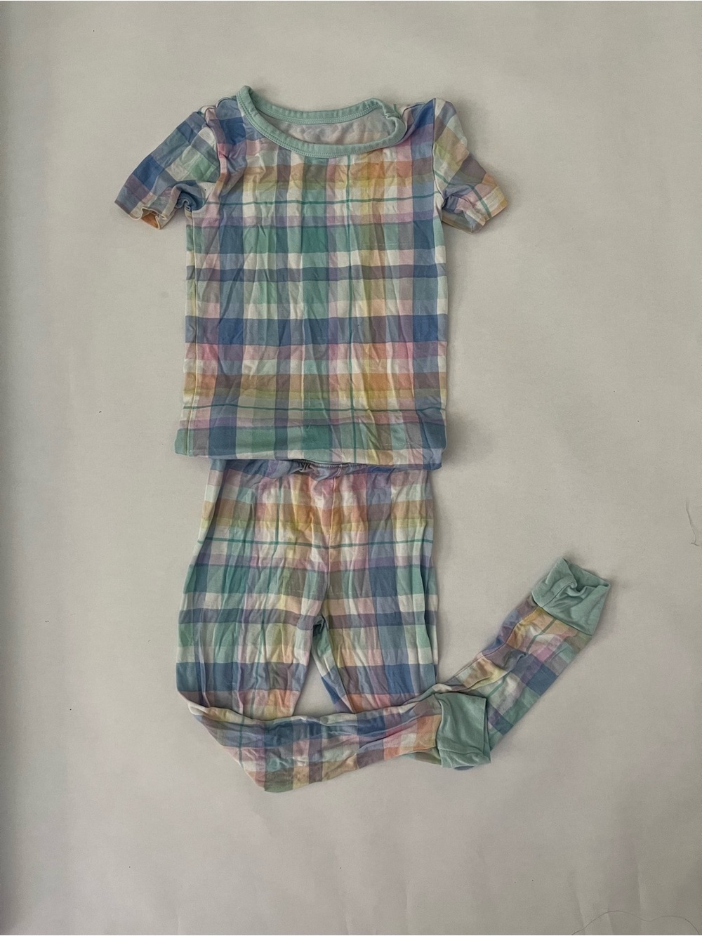 Little Sleepies Pastel Plaid Short-Sleeve Pajama Set 2T